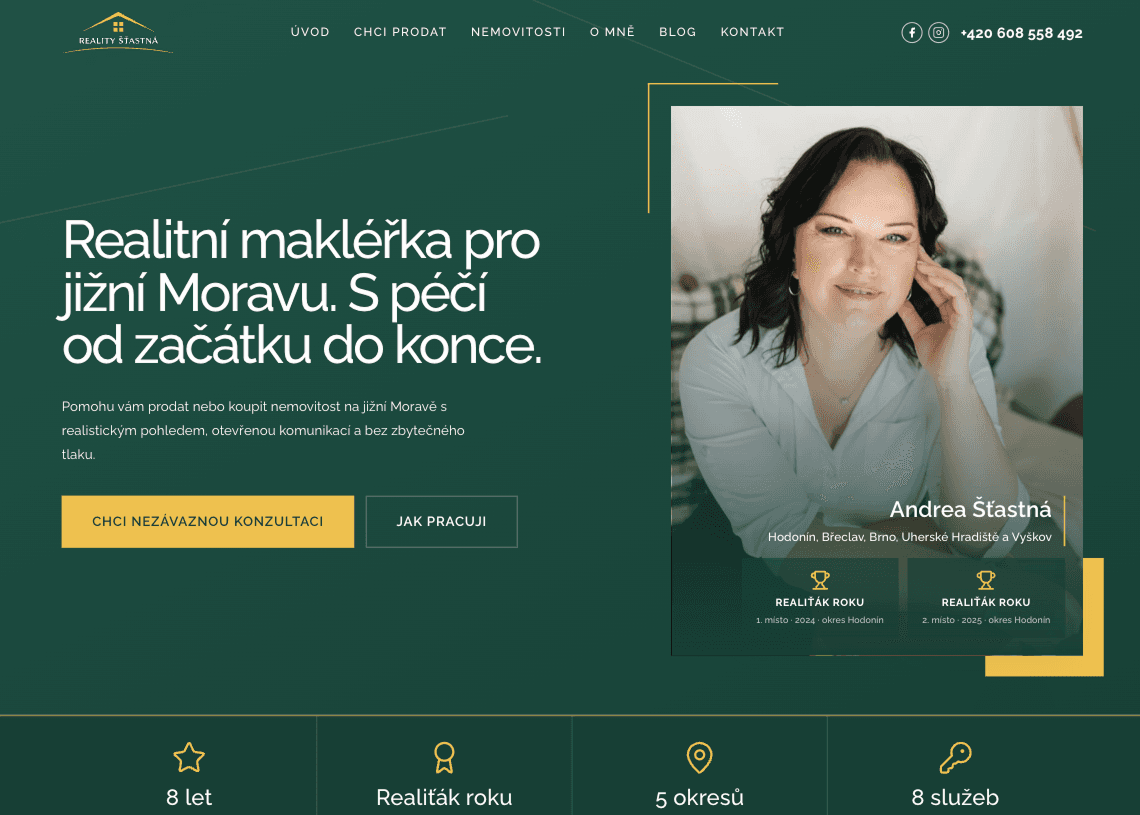 Ukázka webu Andrea Šťastná