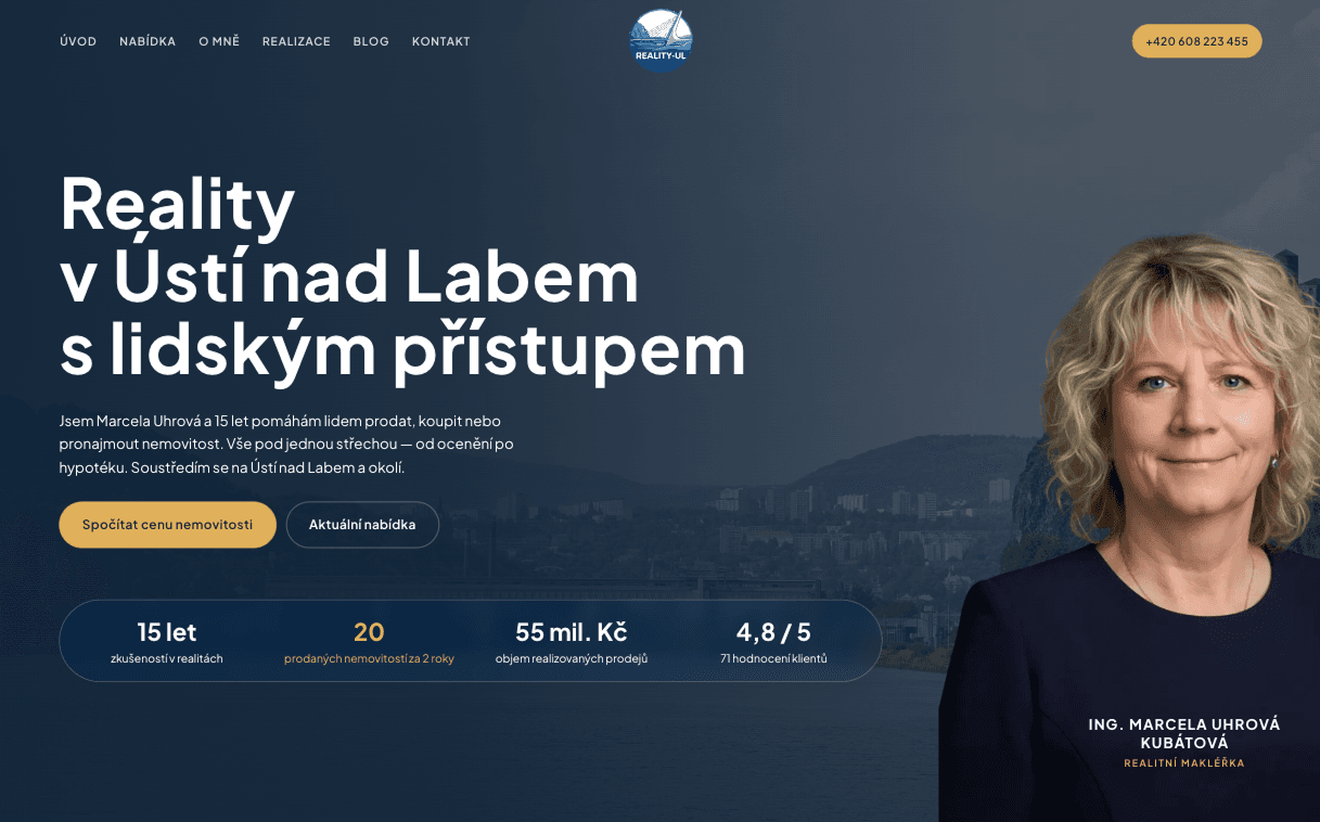 Ukázka webu Marcela Uhrová