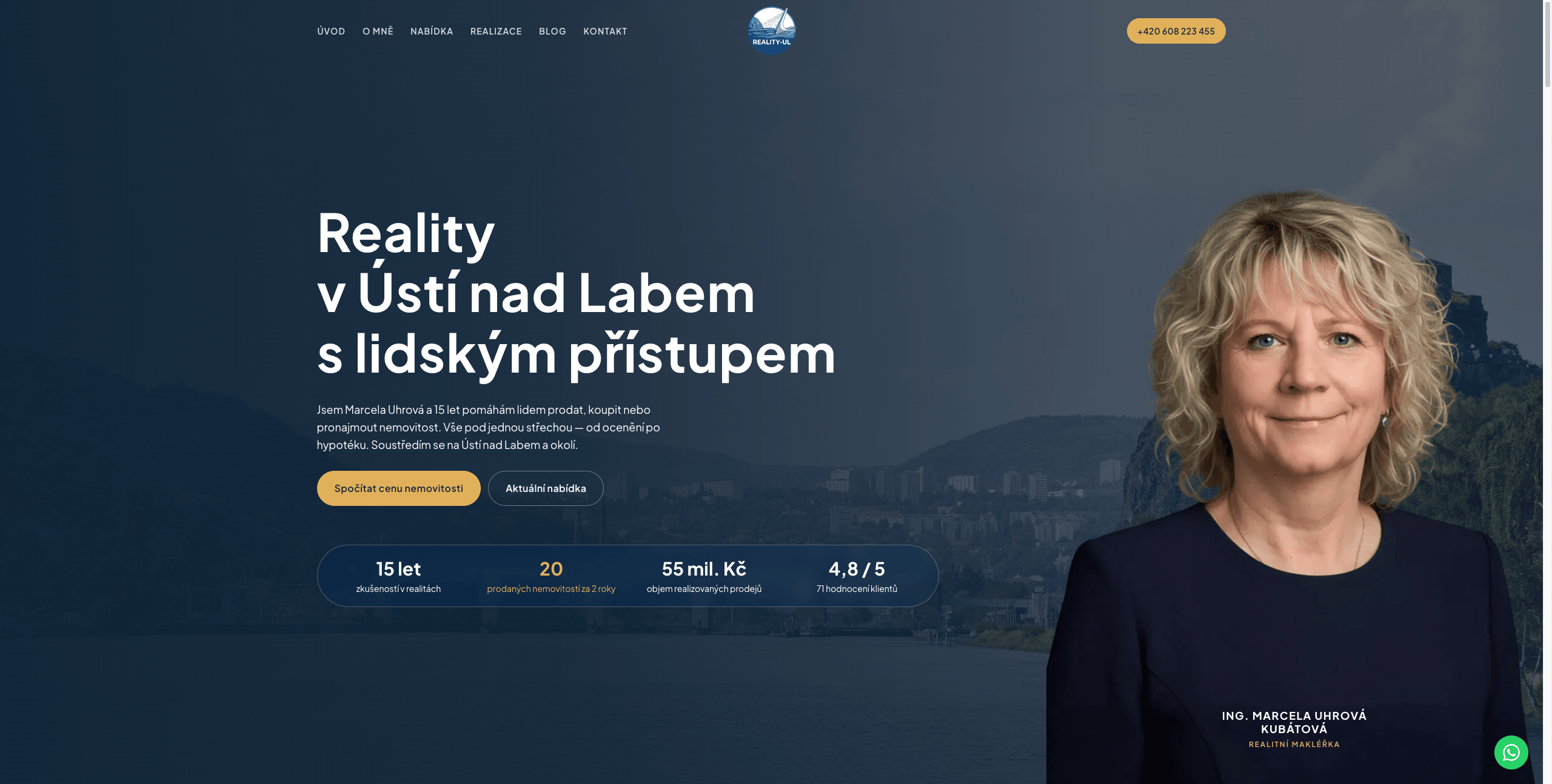 Ukázka webu Marcela Uhrová | Reality UL